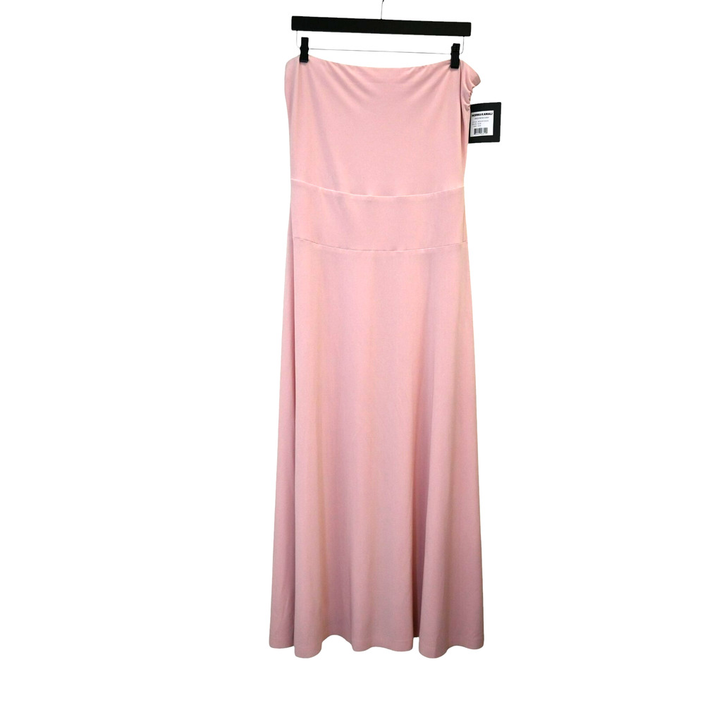 Norma Kamali Strapless Flared Midi Dress Size XL Extra Large Light Pink Stretch